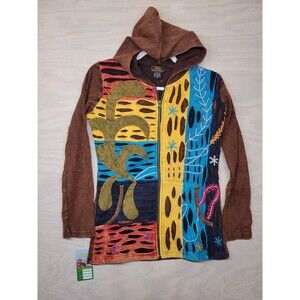 Rising International Women's SZ Small Hooded Jacket Pockets Fall Brown New